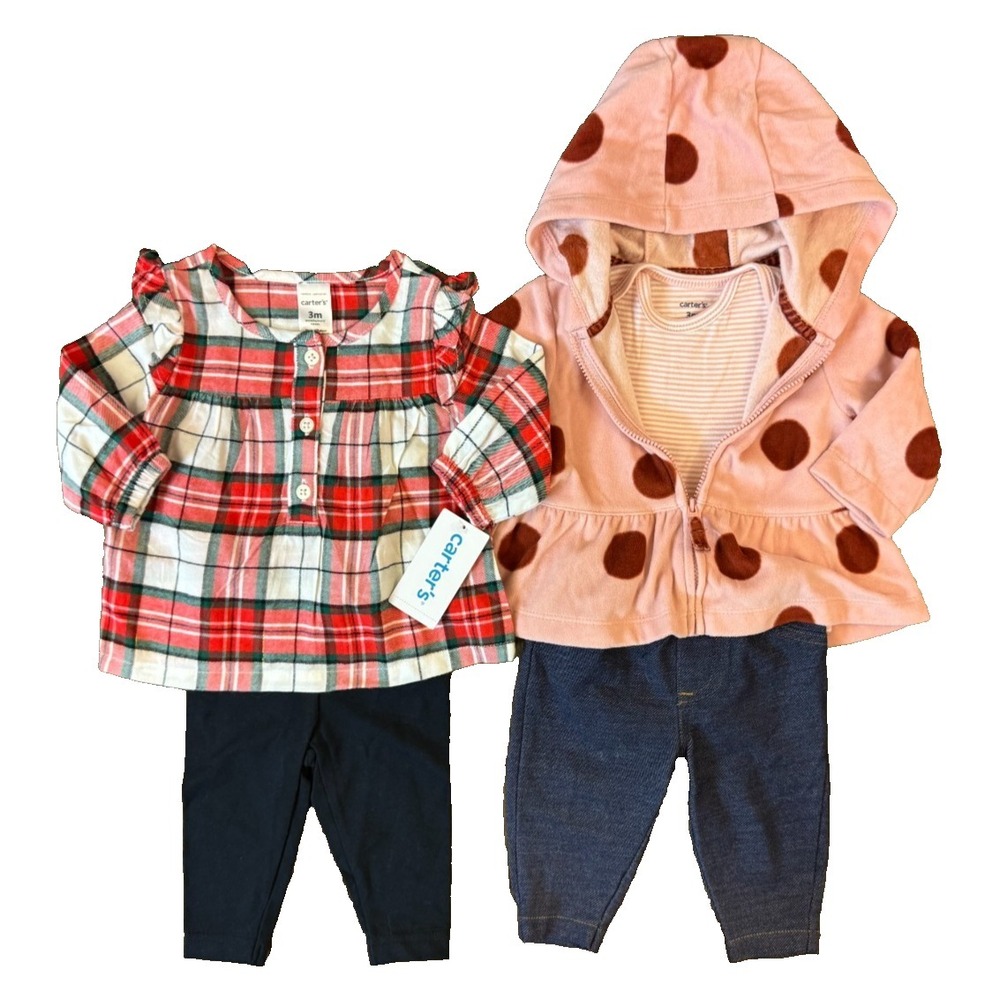 Carters Baby Girl Outfits 3 Months Leggings Jeans Long Sleeved Shirts Zip Jacket